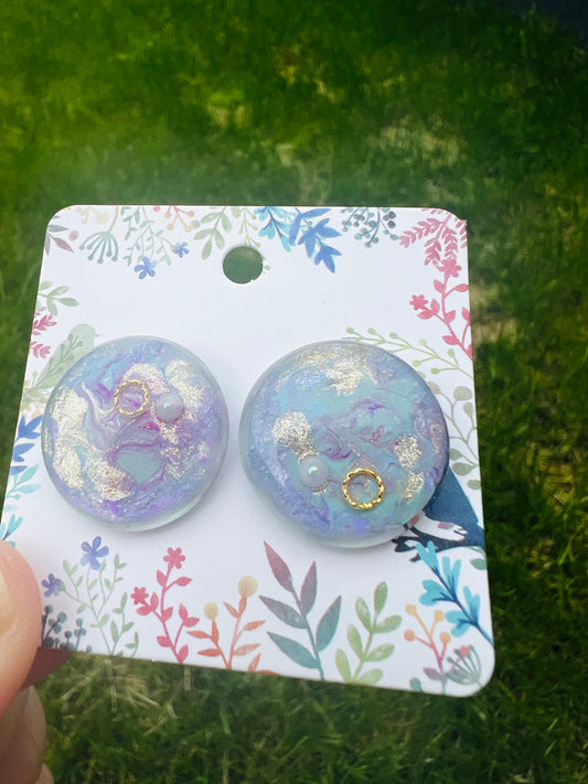 Oil painting style round shape earrings