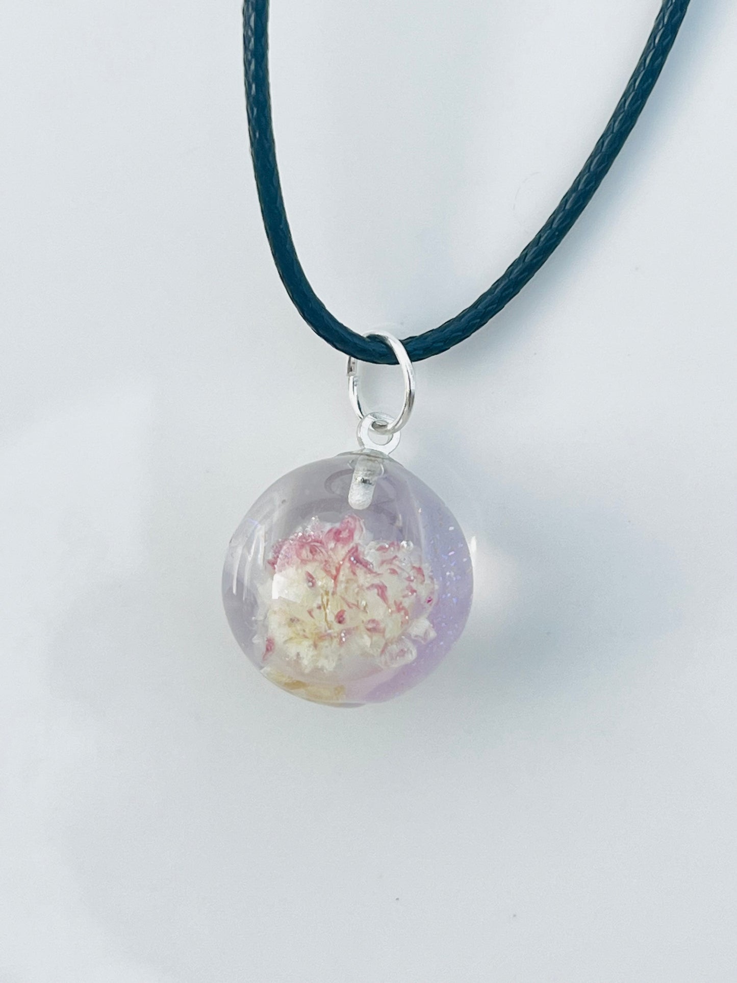 Dry flower in the pink world necklaces