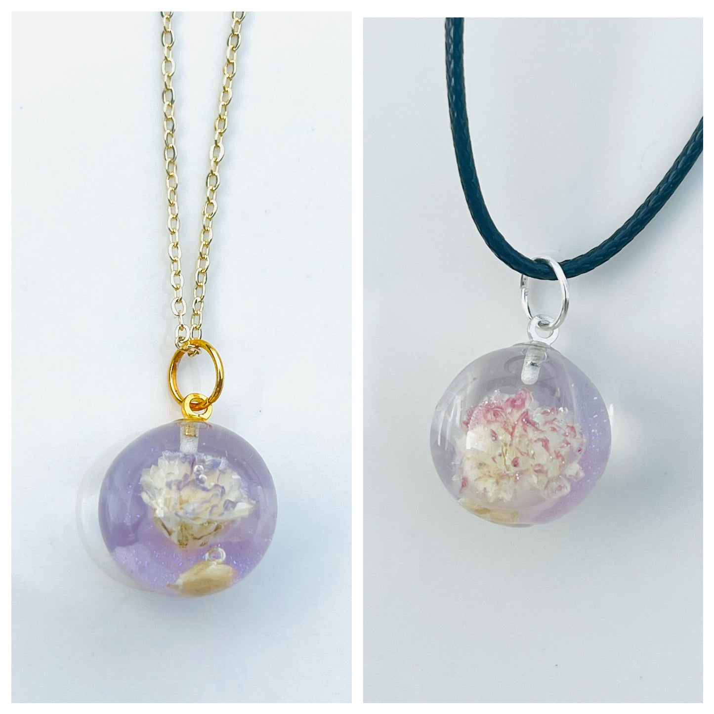 Dry flower in the pink world necklaces