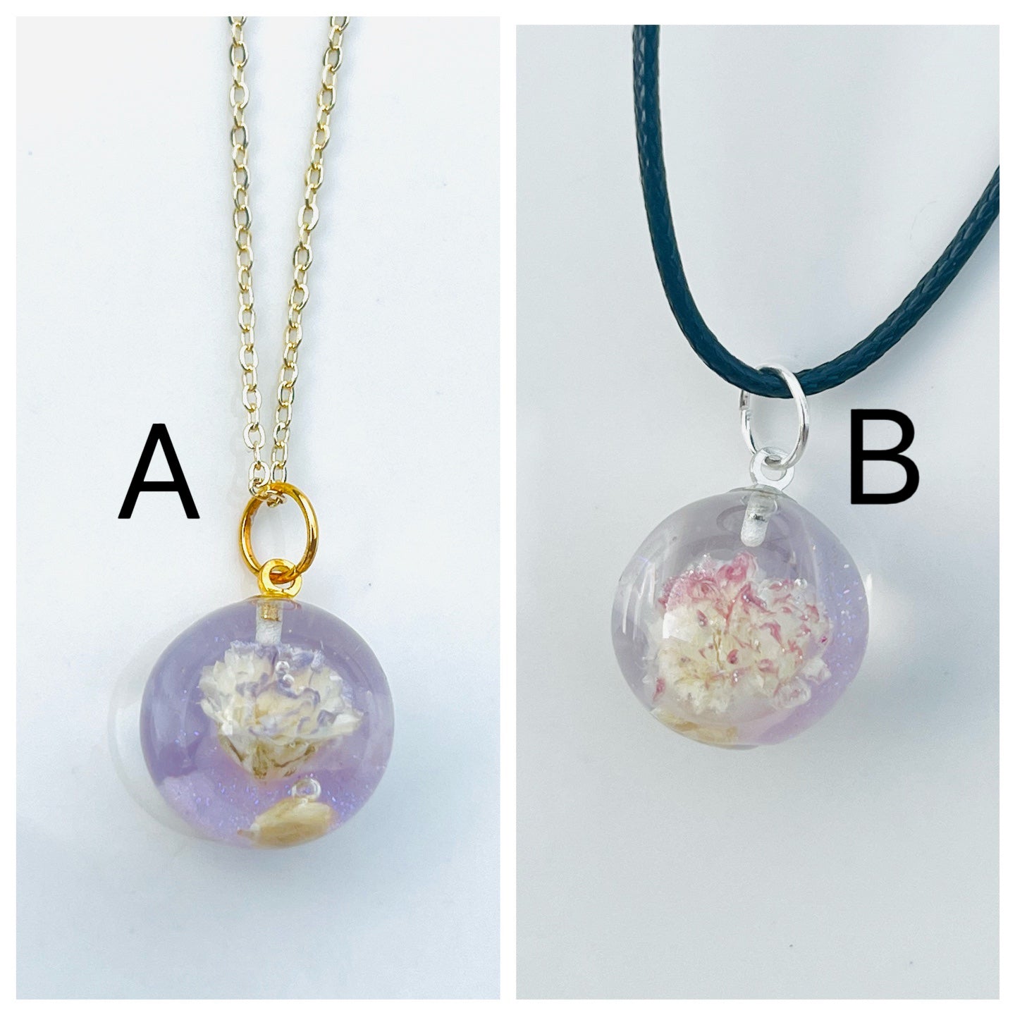 Dry flower in the pink world necklaces