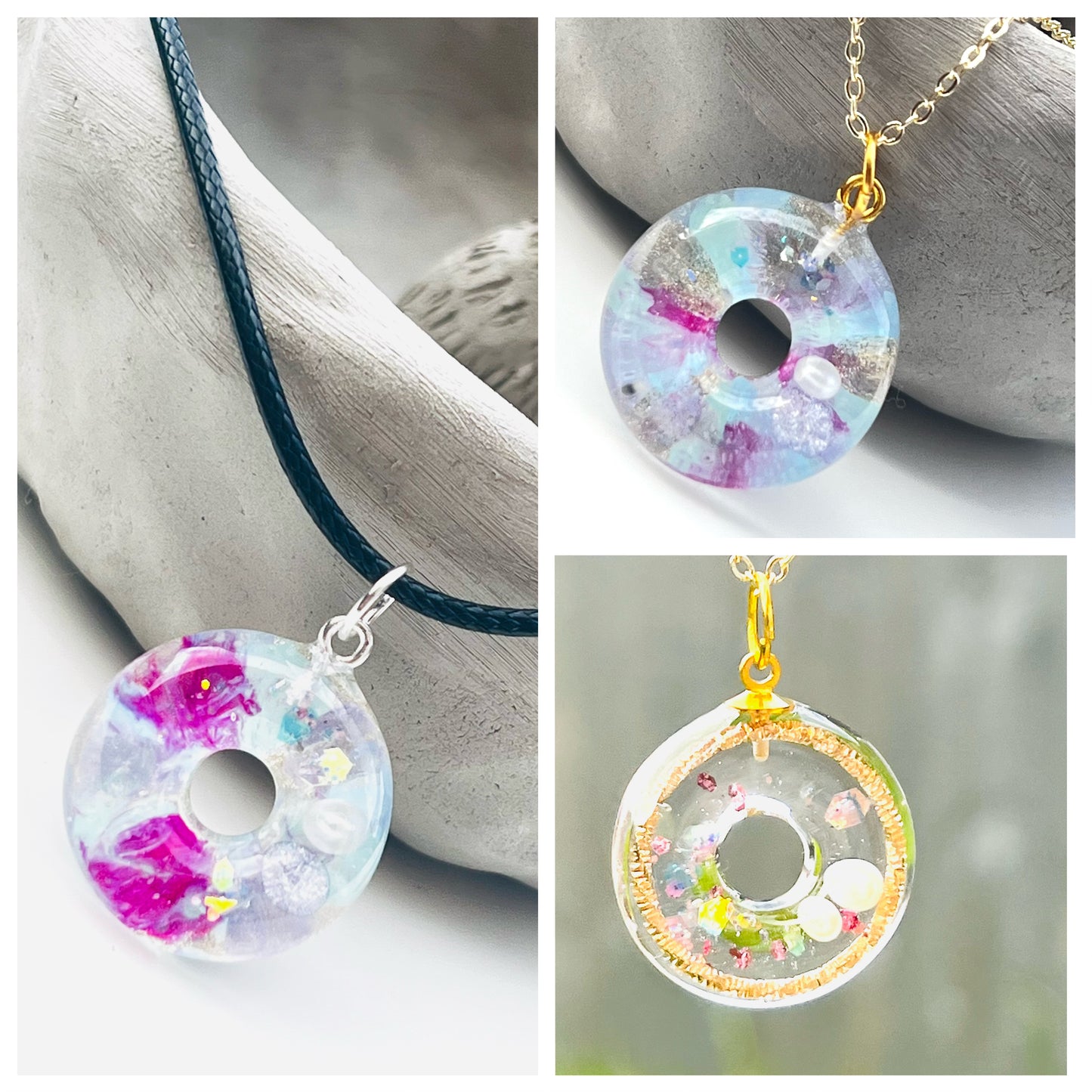 Colourful donuts necklace