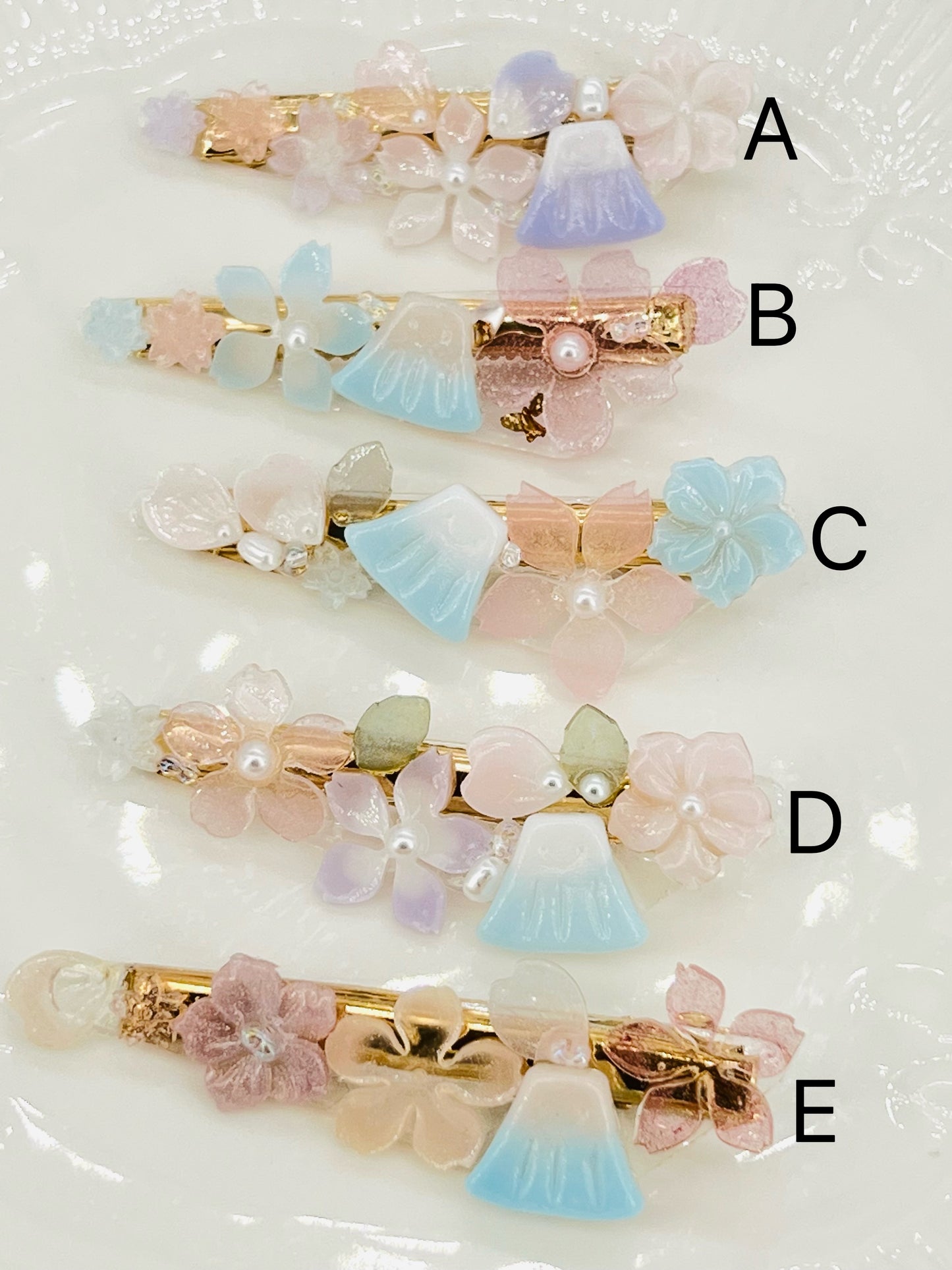 Sakura and Fuji hair clips G