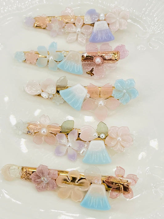 Sakura and Fuji hair clips G