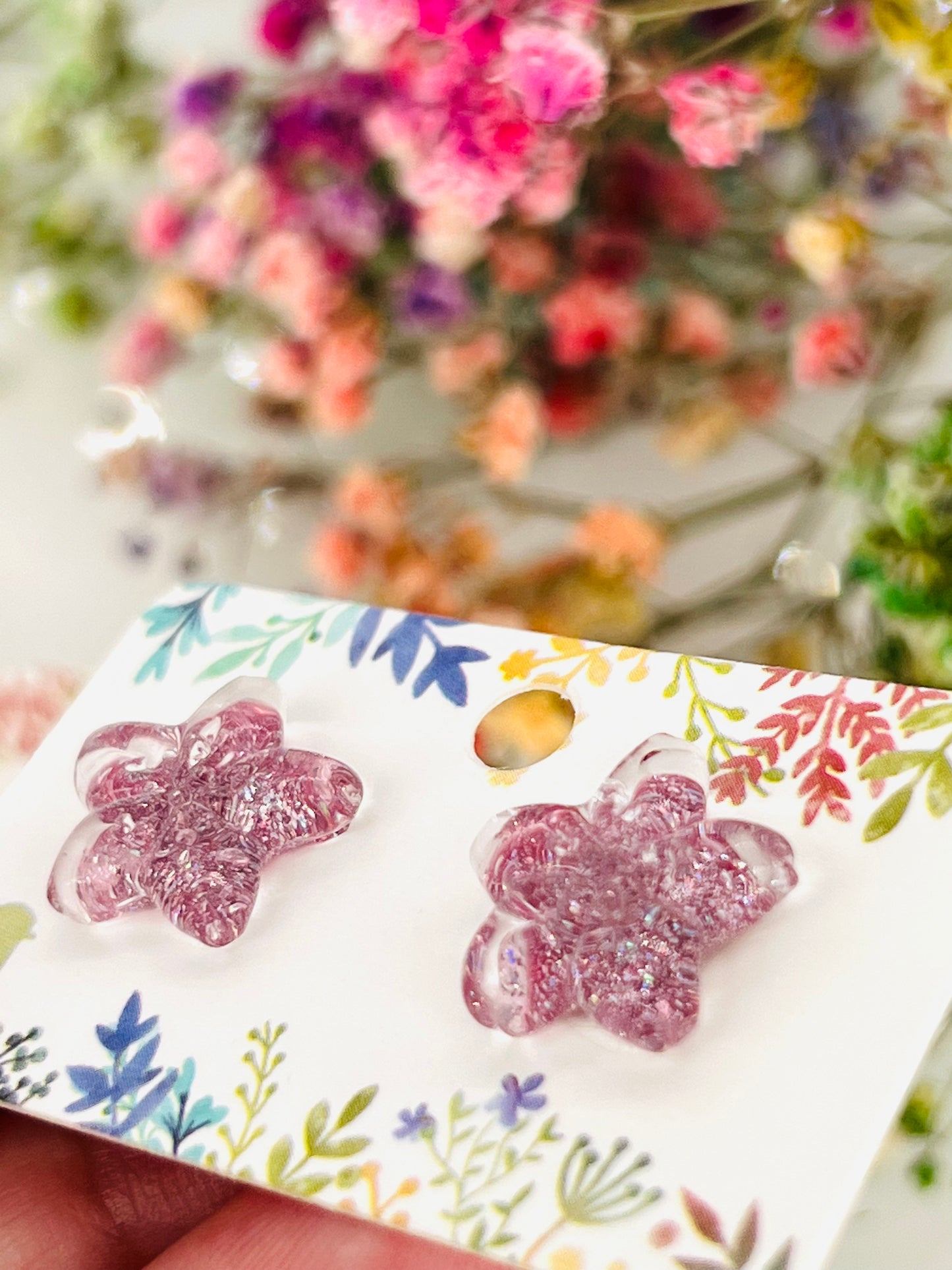 Shiny pink/purple Sakura earrings