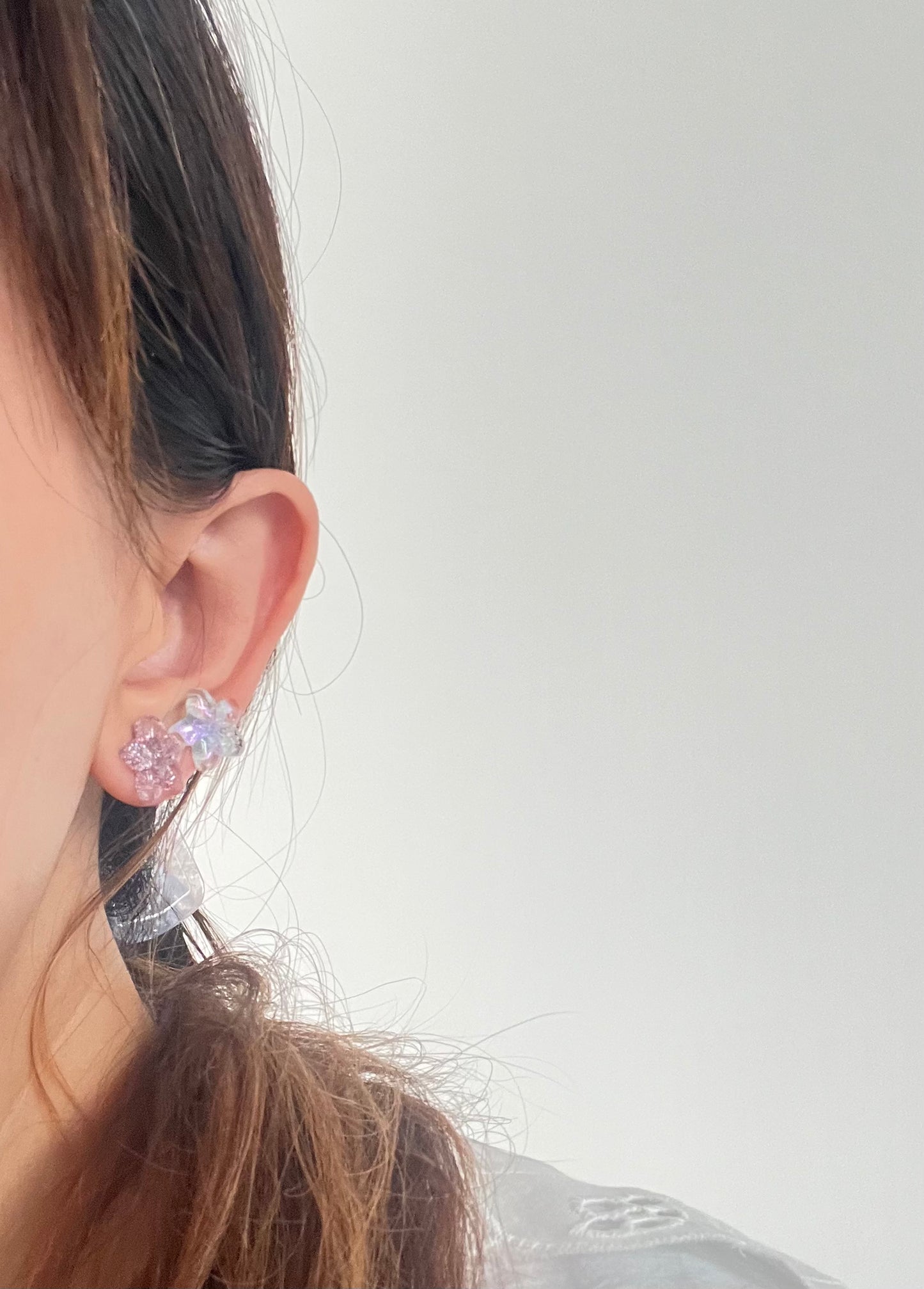 Shiny pink/purple Sakura earrings