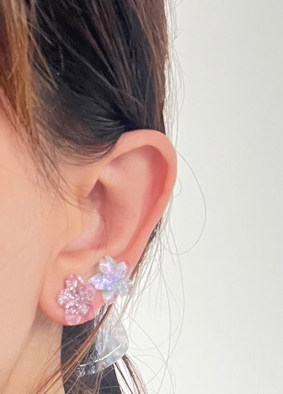 Shiny pink/purple Sakura earrings