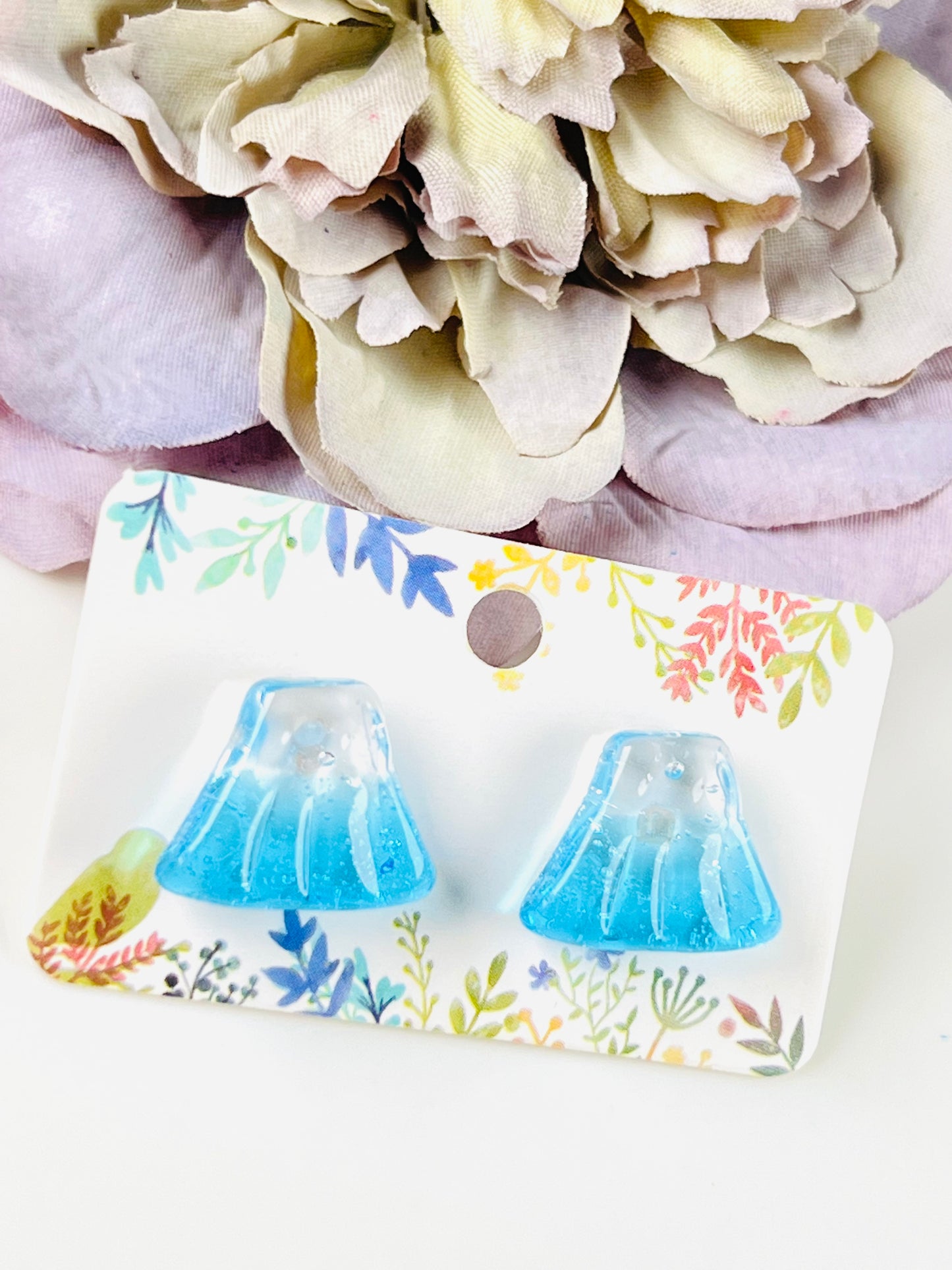 Colourful Fuji with flower earrings