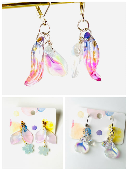 Colour glaze leaf earrings