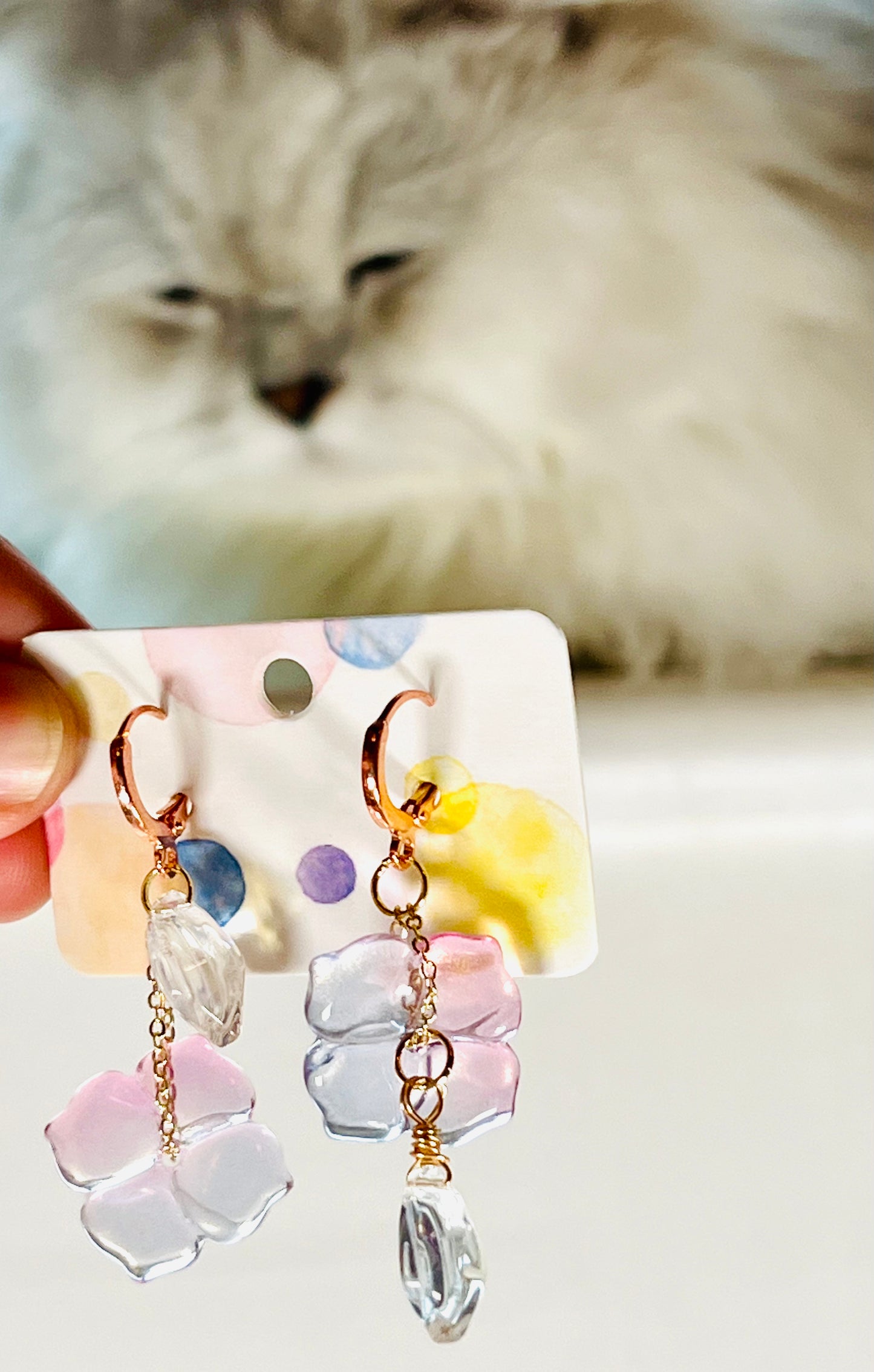 Colour glaze flower earrings