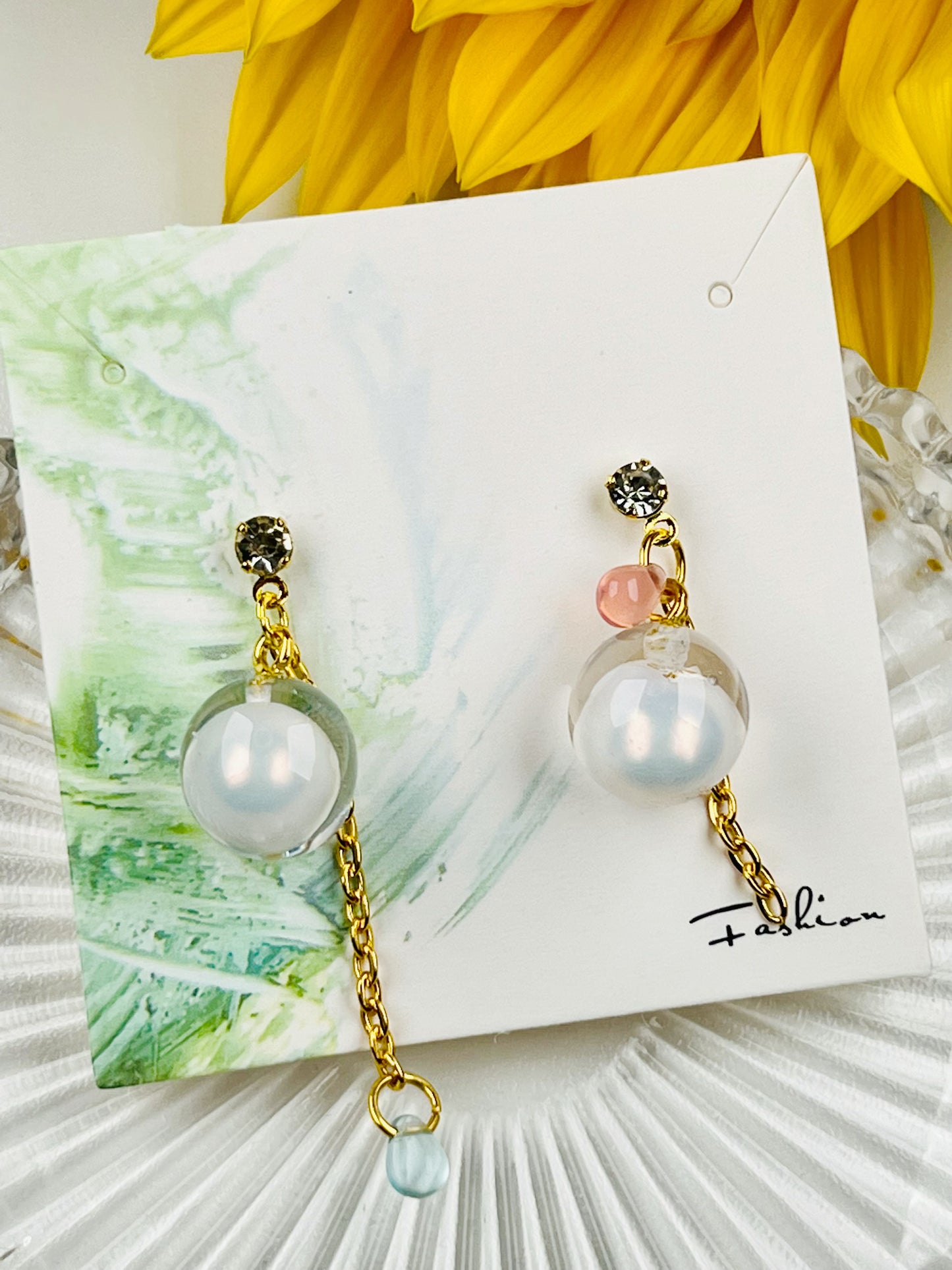 White pearl earrings