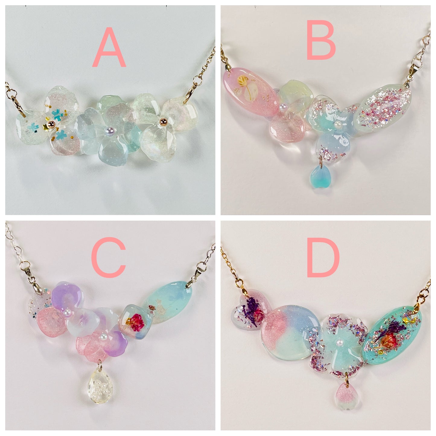 Flowers necklaces 粉色系花花造型項鍊