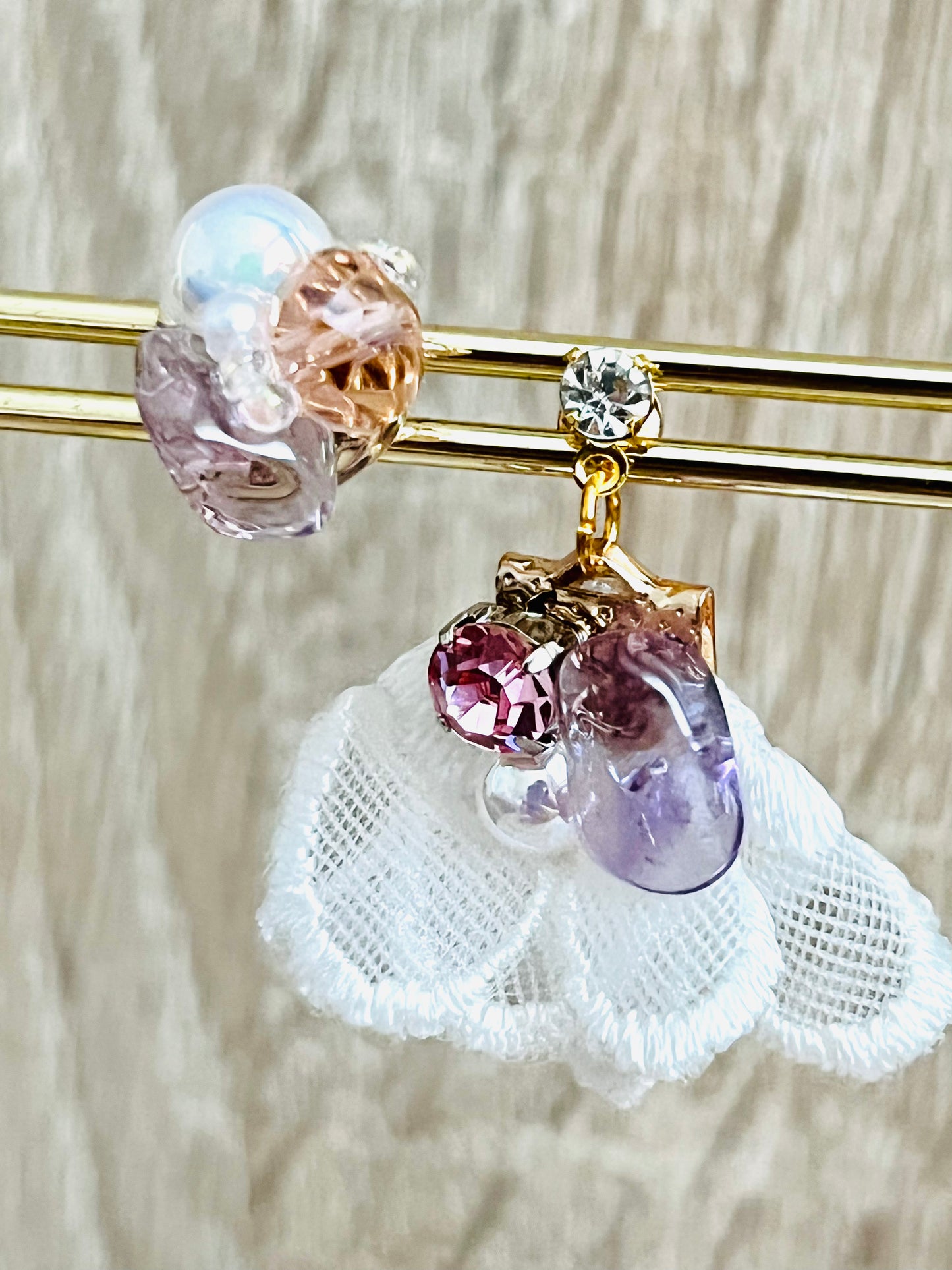 Lace and crystal earrings