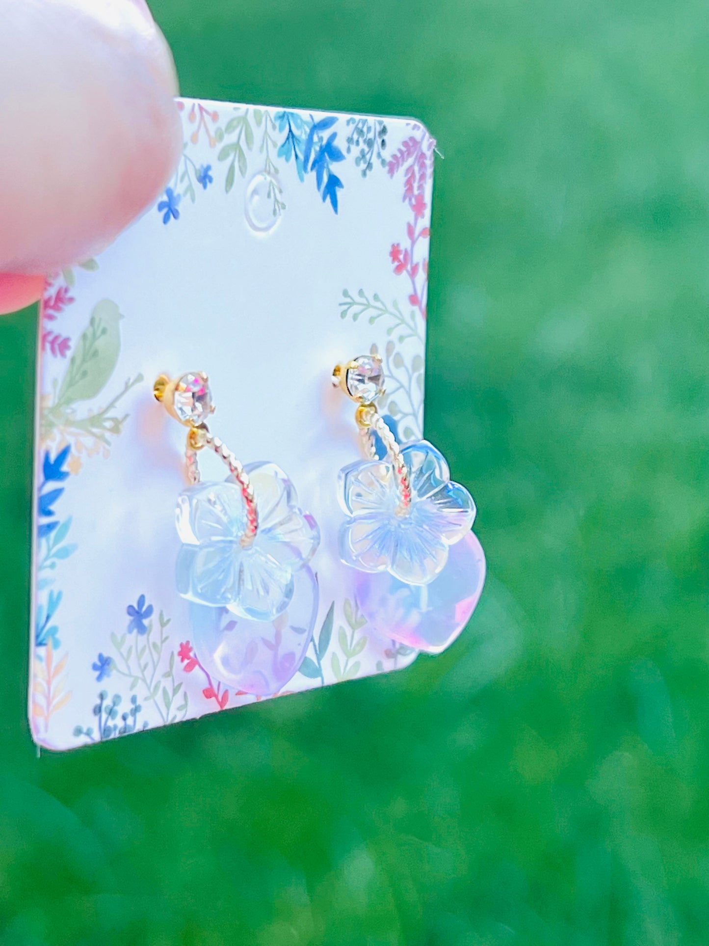 Colour glaze Sakura and leaf earrings