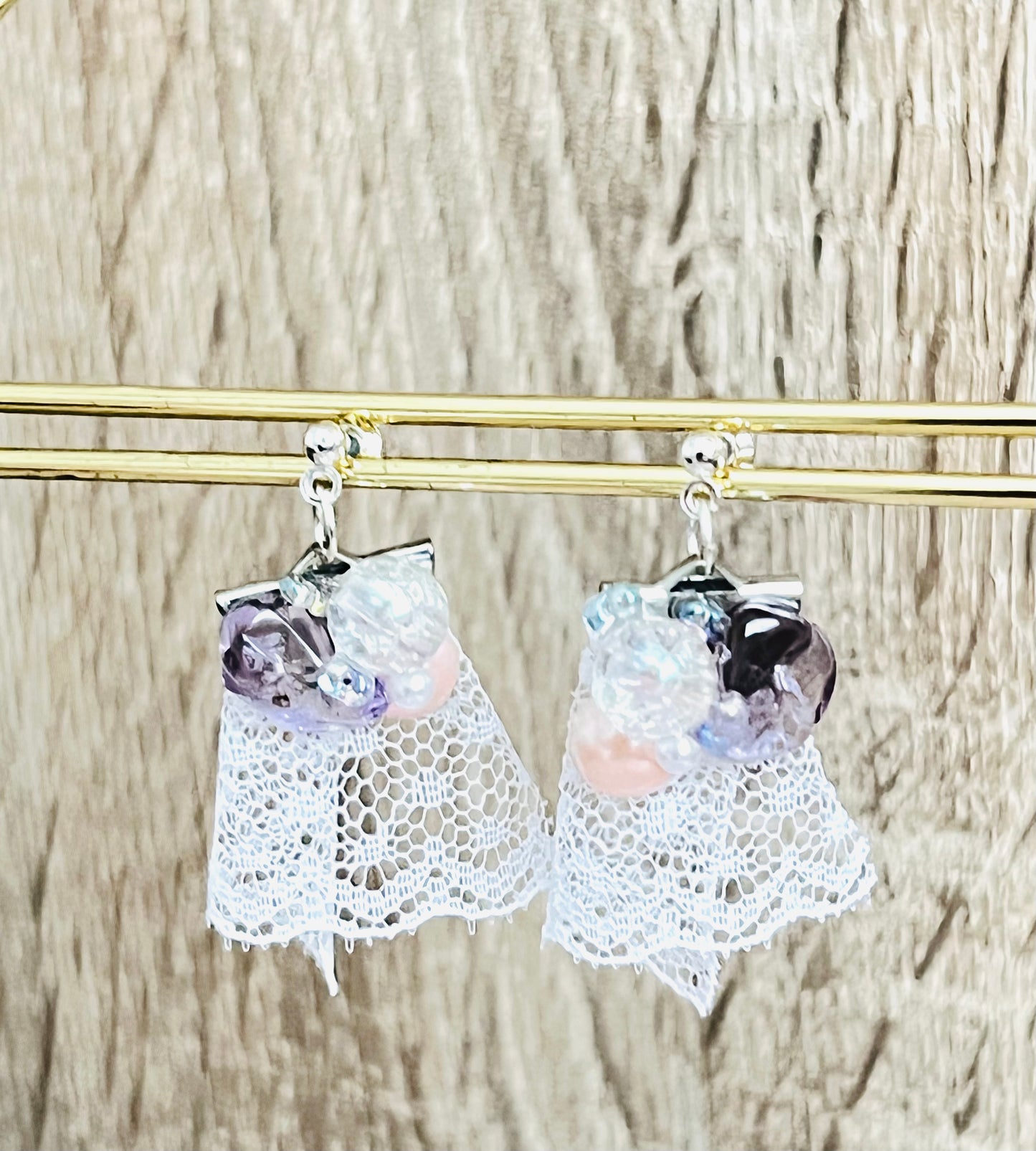 Lace and crystal earrings