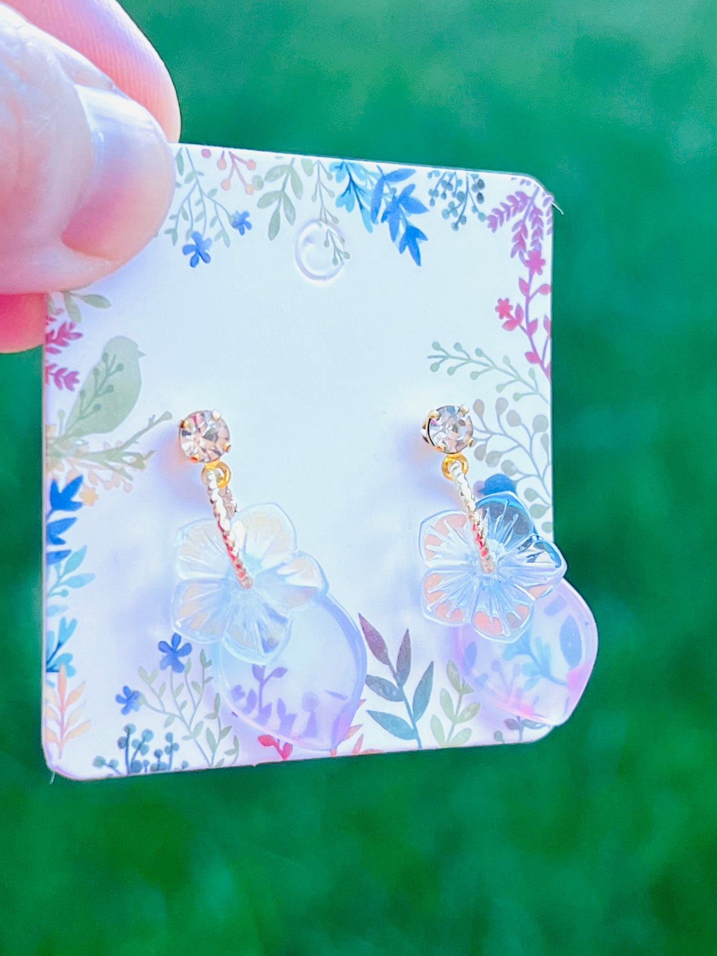 Colour glaze Sakura and leaf earrings