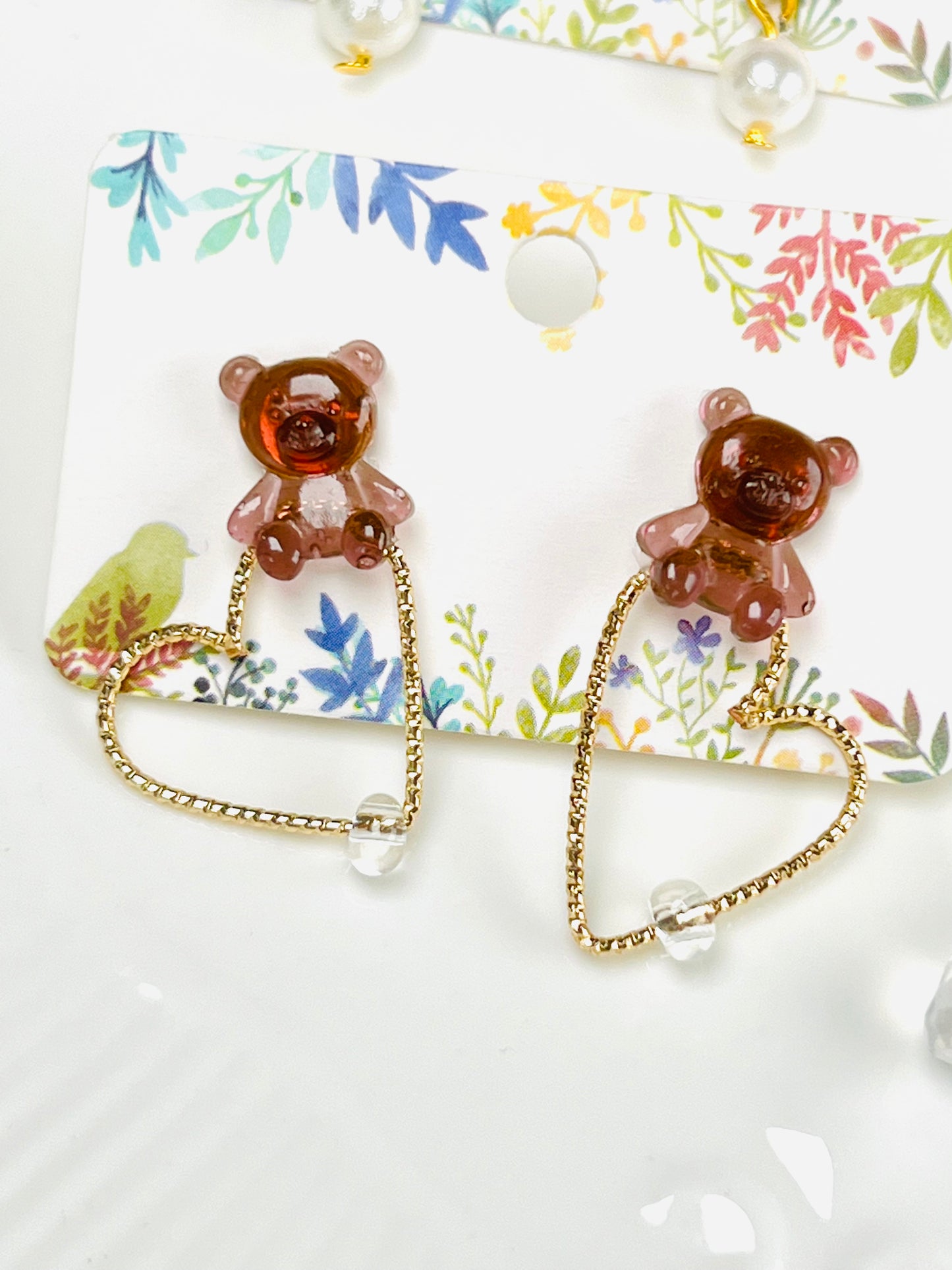 Lovely bear in my heart earrings