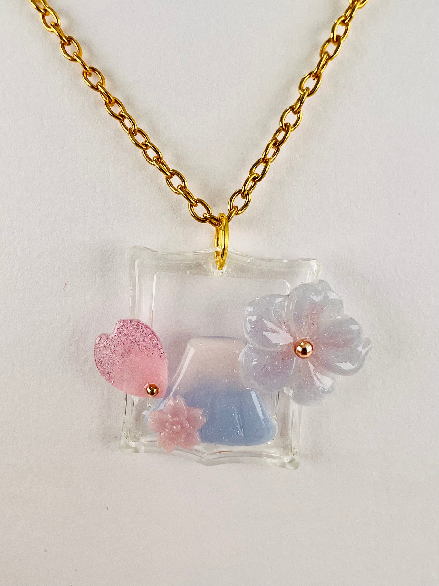 Sakura & Fuji painting necklaces part 2 日系富士櫻油畫造型項鍊