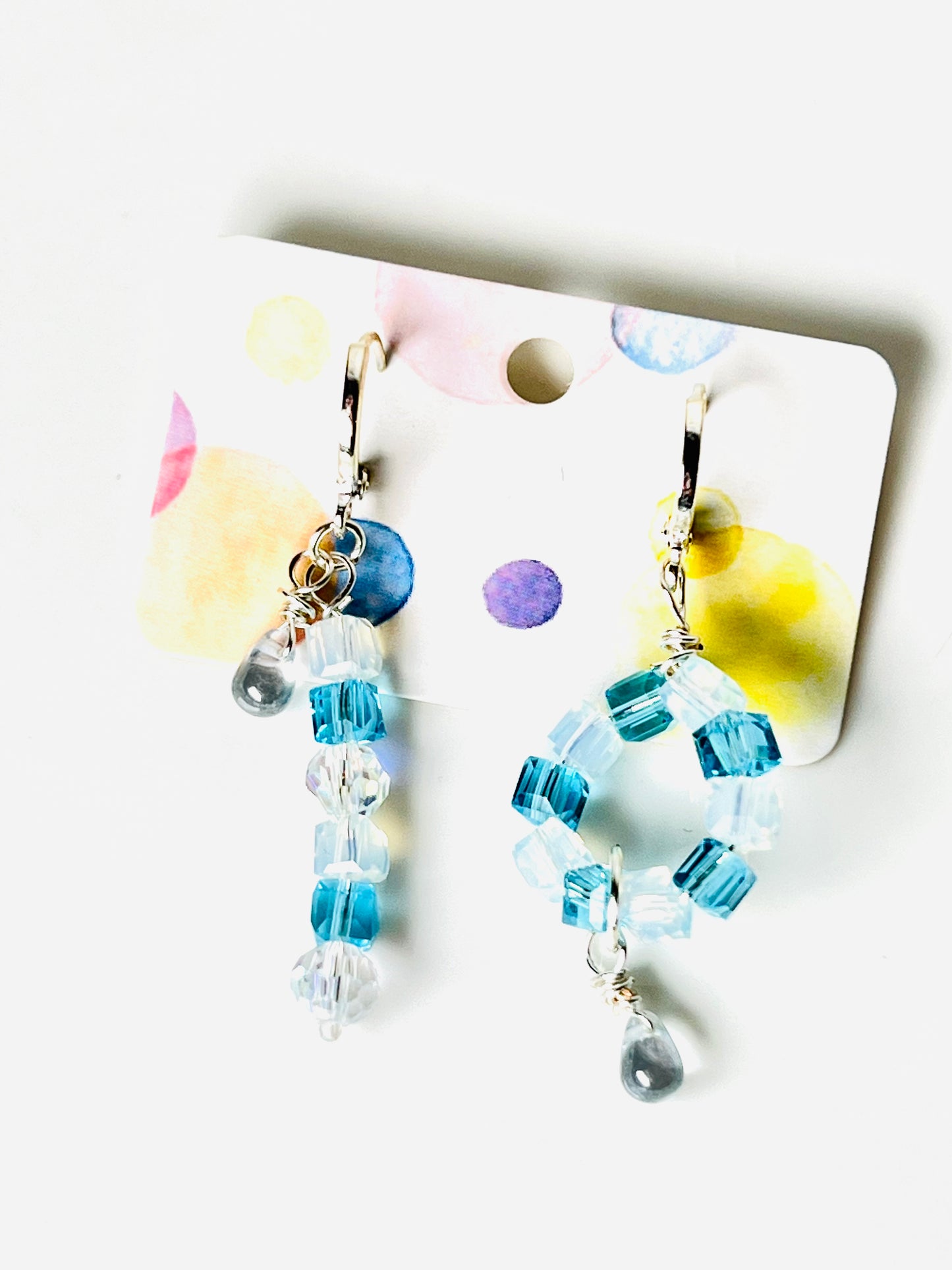 Blue ice and crystal earrings