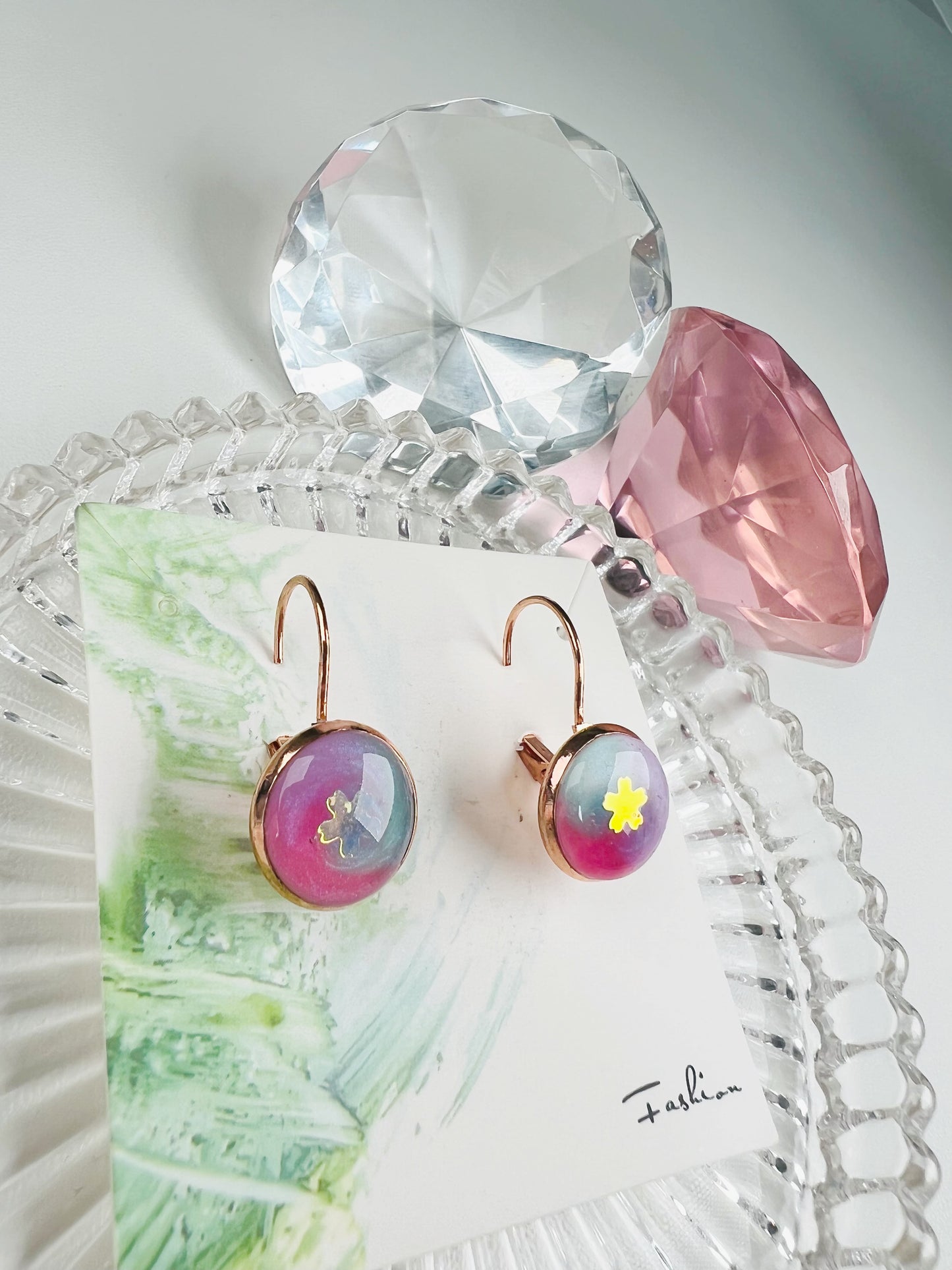 Rainbow in the circle earrings