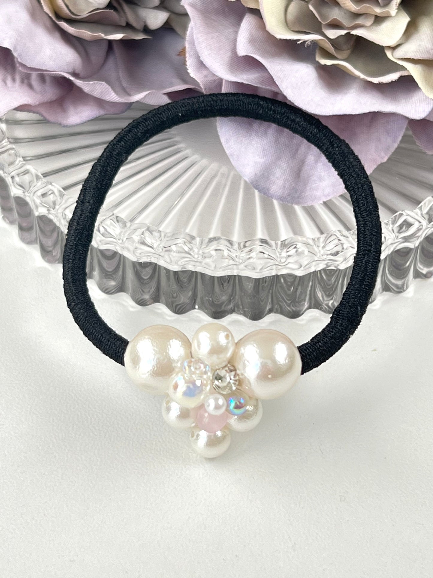 Macaron colourful bubbles/pearl hair scrunchie