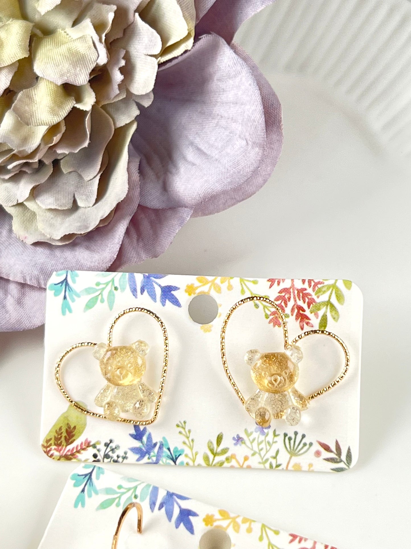 Lovely bear in my heart earrings