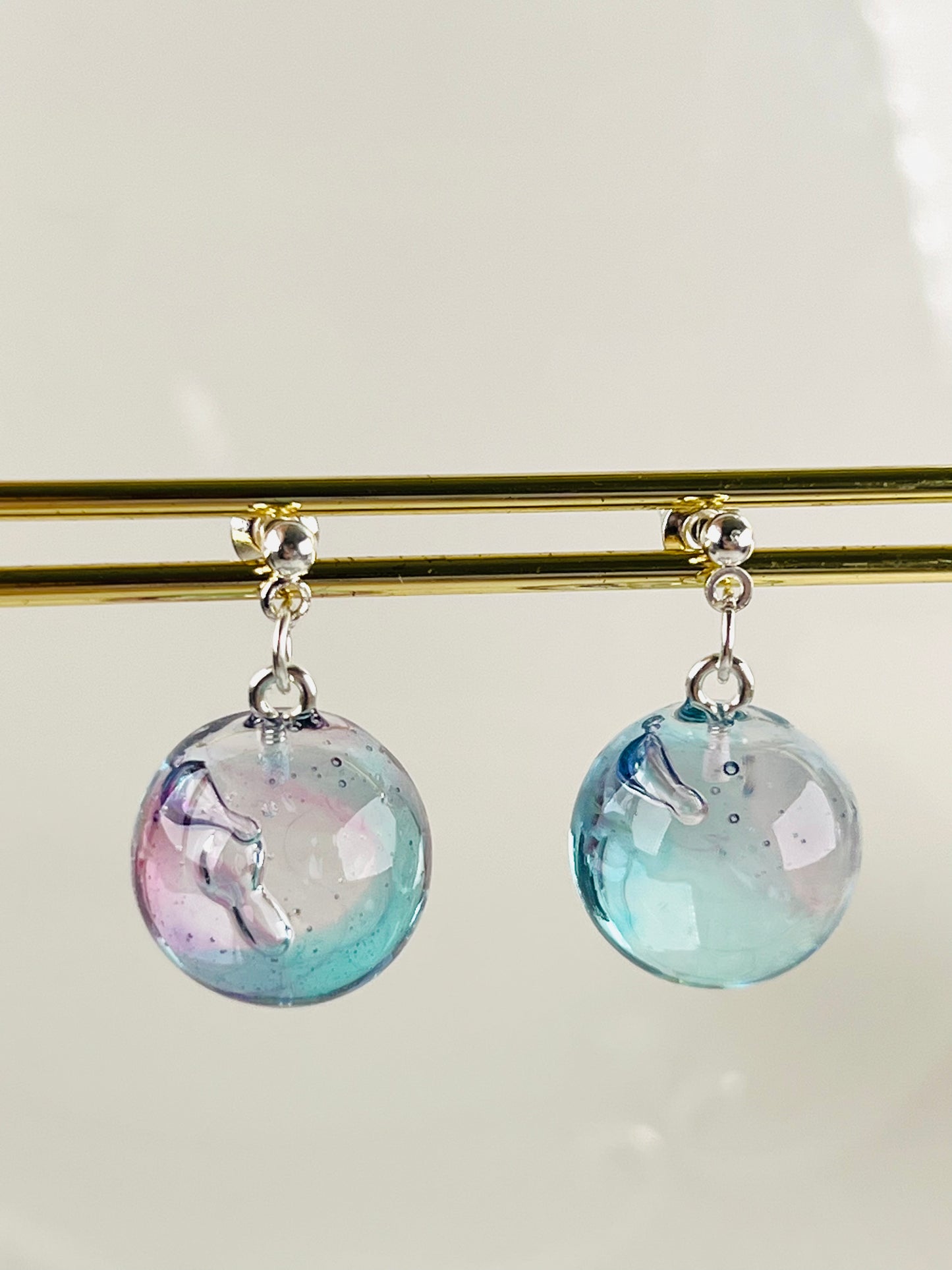 Rainbow ball earrings