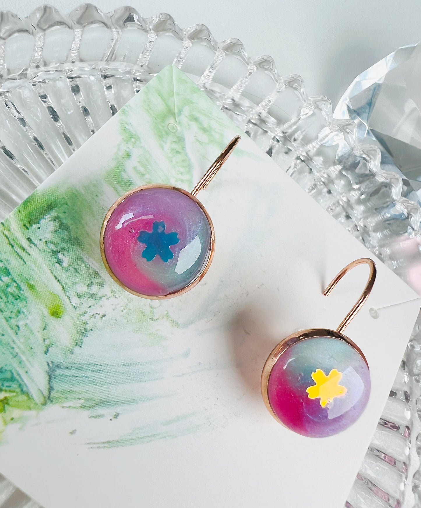 Rainbow in the circle earrings