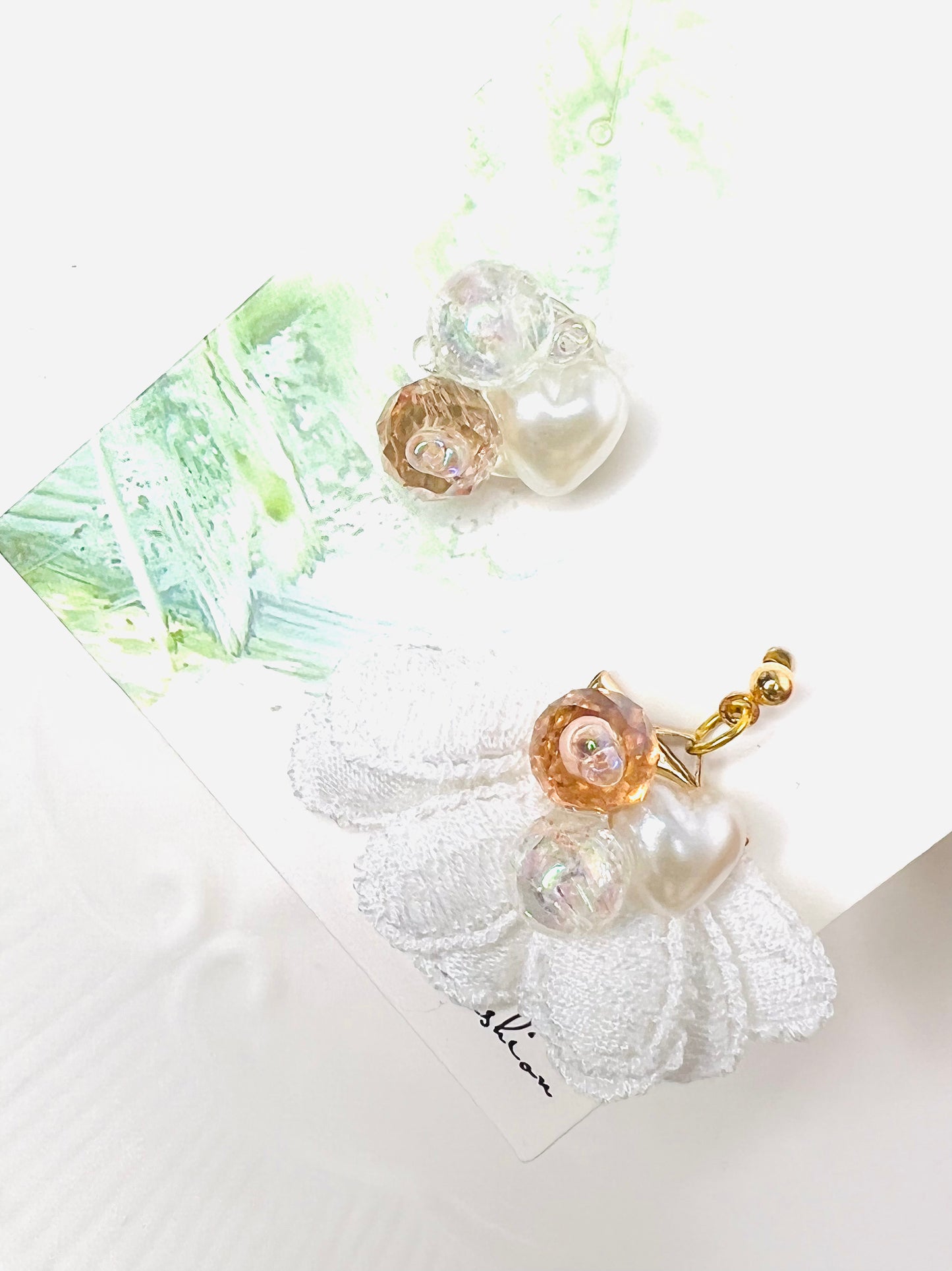 Lace and crystal earrings