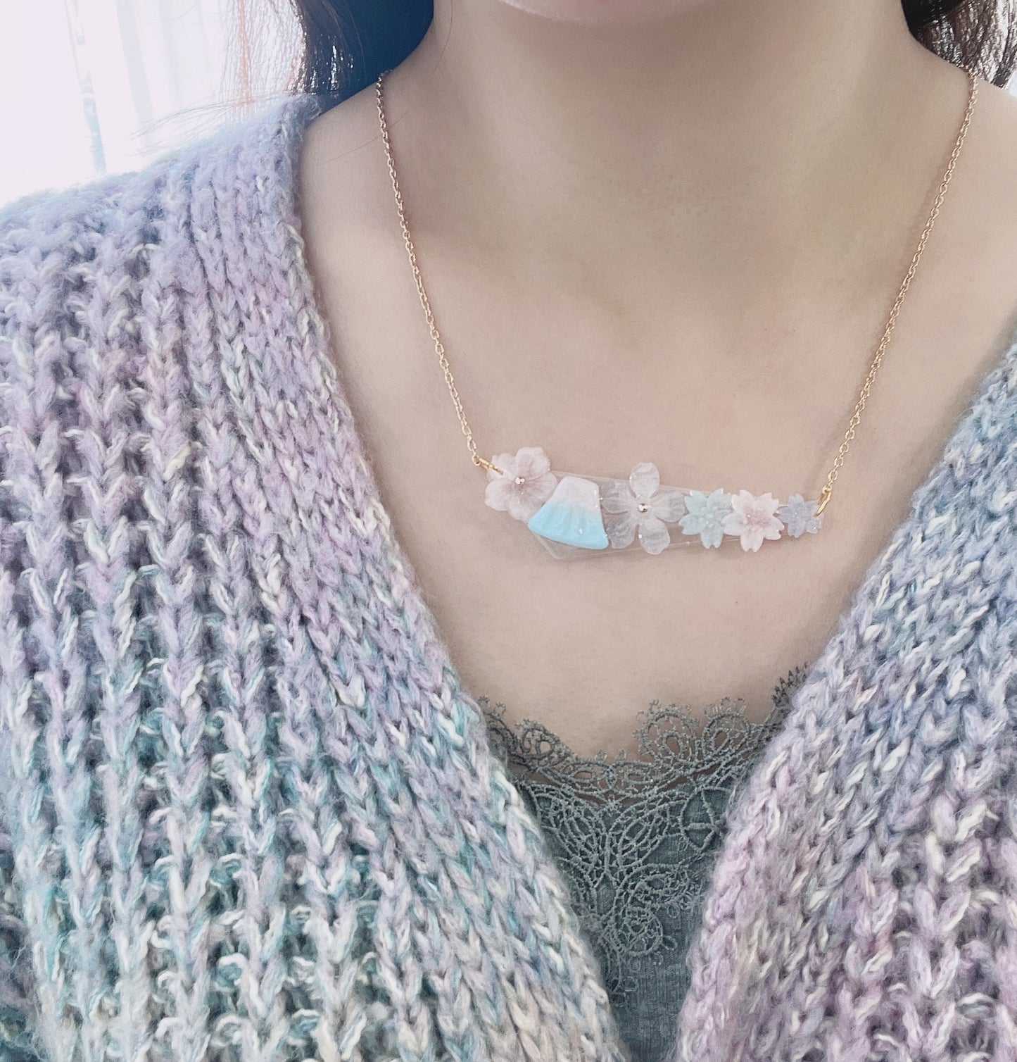 Sakura & Fuji necklaces 日系富士櫻造型項鍊