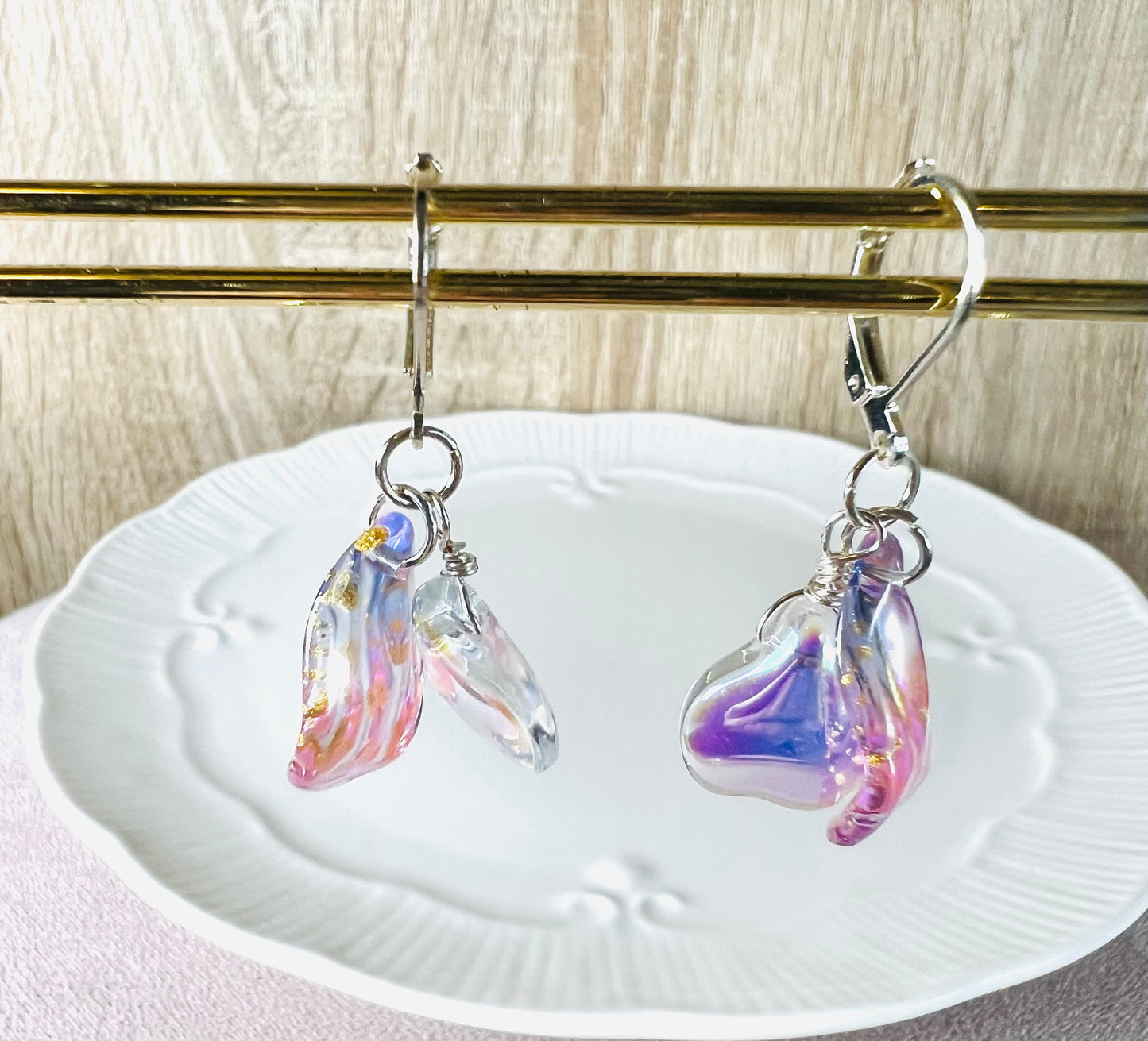 Colour glaze leaf earrings