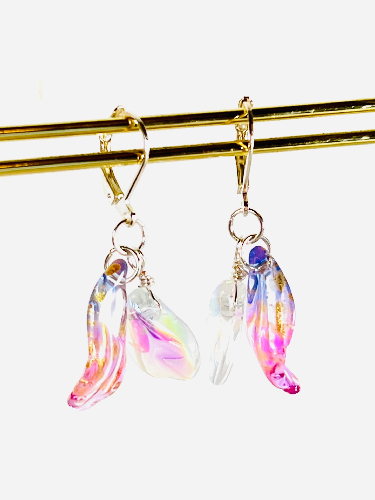 Colour glaze leaf earrings