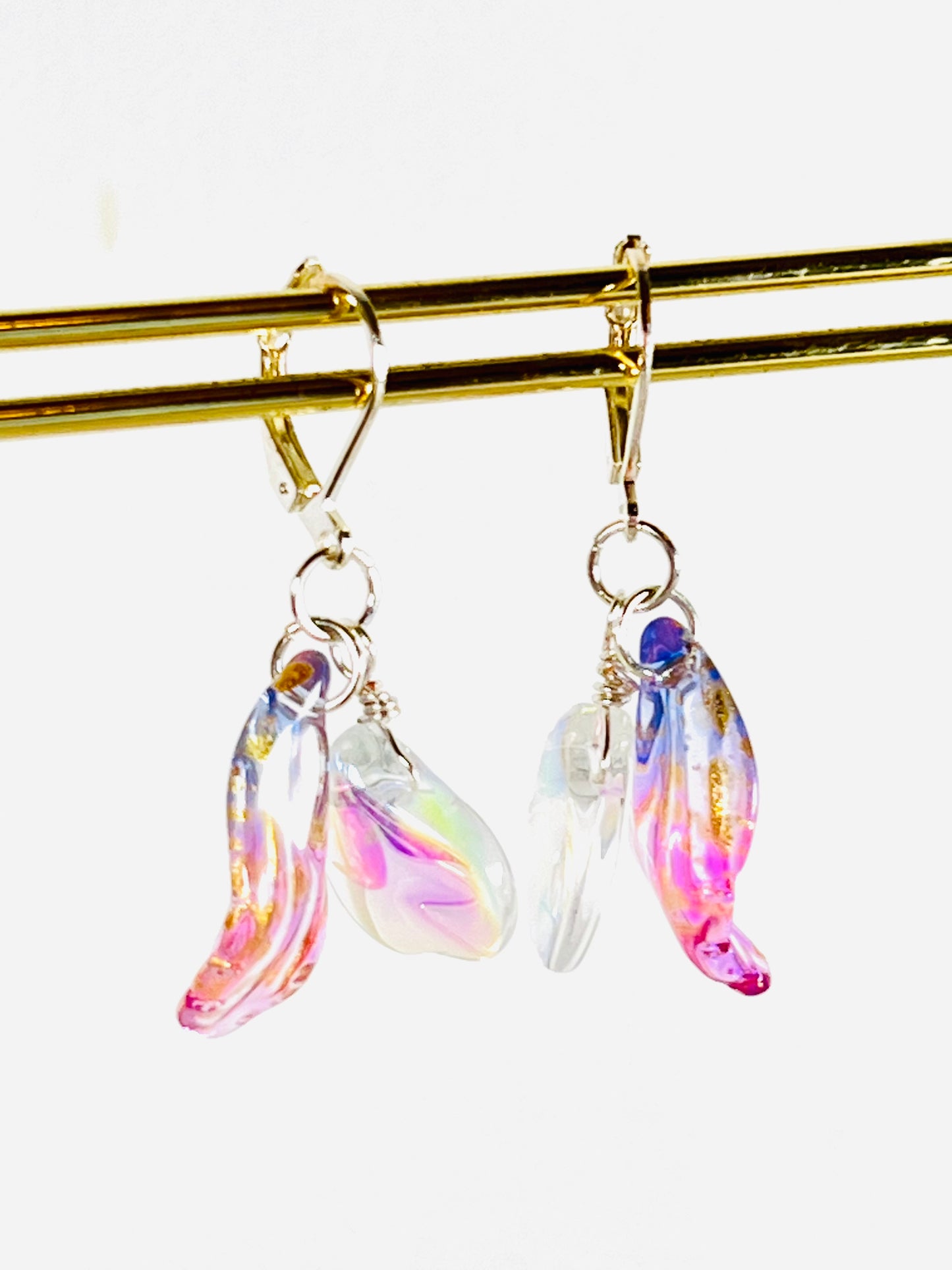 Colour glaze leaf earrings