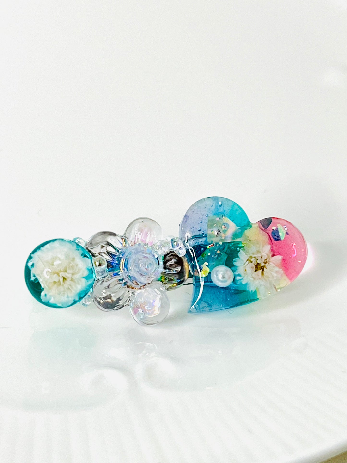 Rainbow heart with flowers brooches