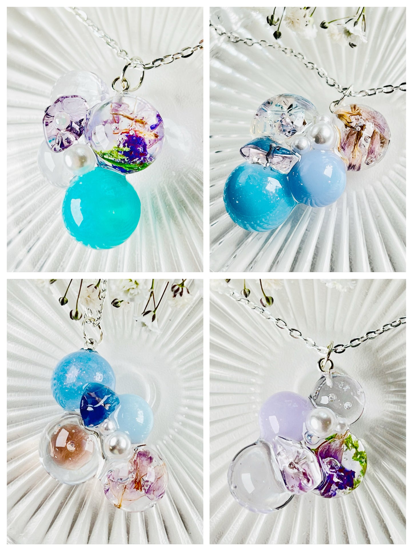 Sphere and flower necklaces