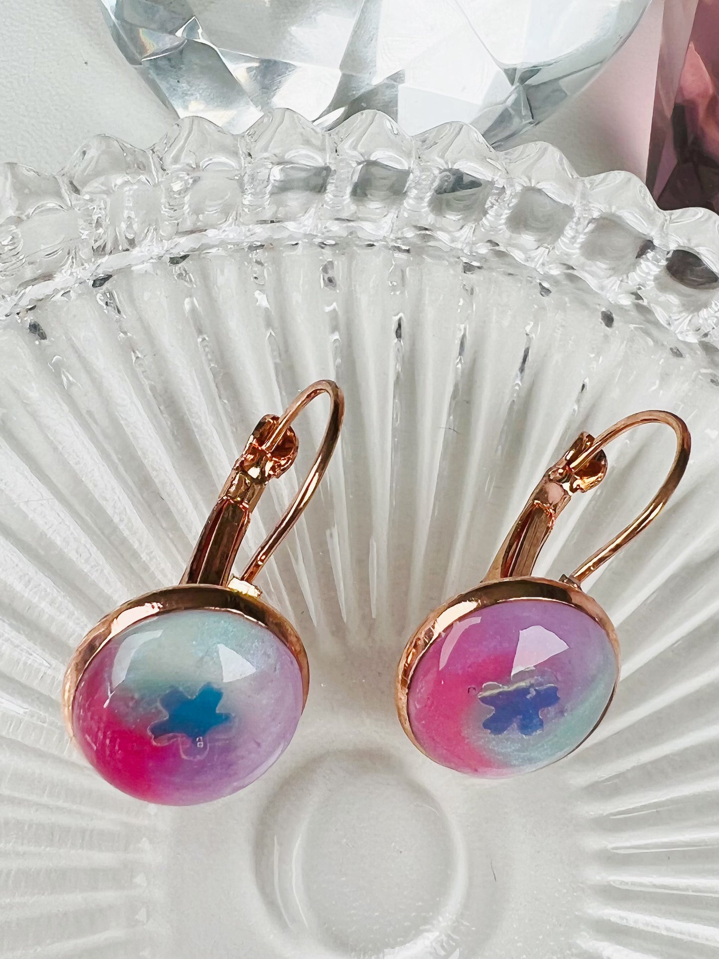 Rainbow in the circle earrings