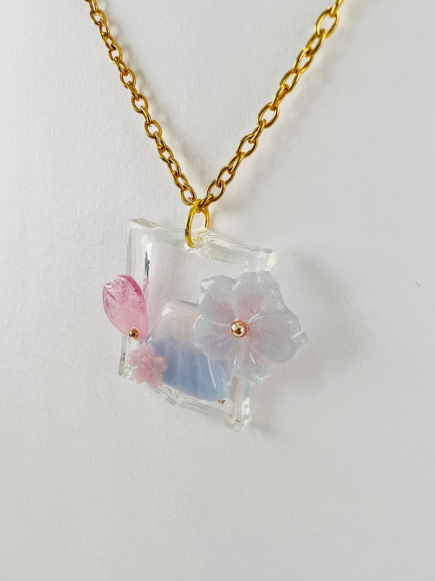 Sakura & Fuji painting necklaces part 2 日系富士櫻油畫造型項鍊