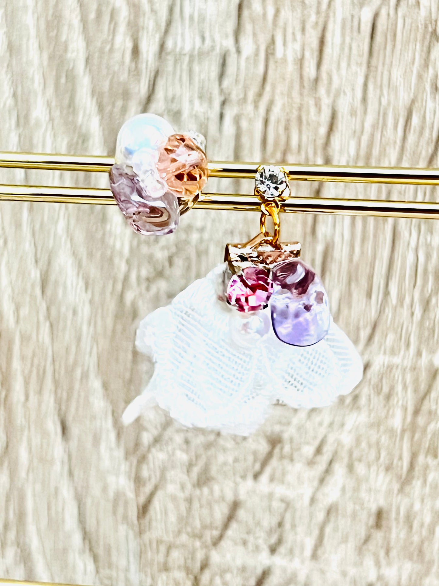 Lace and crystal earrings