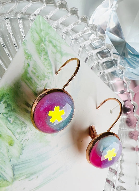 Rainbow in the circle earrings