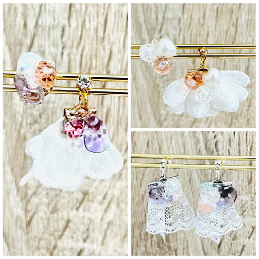 Lace and crystal earrings