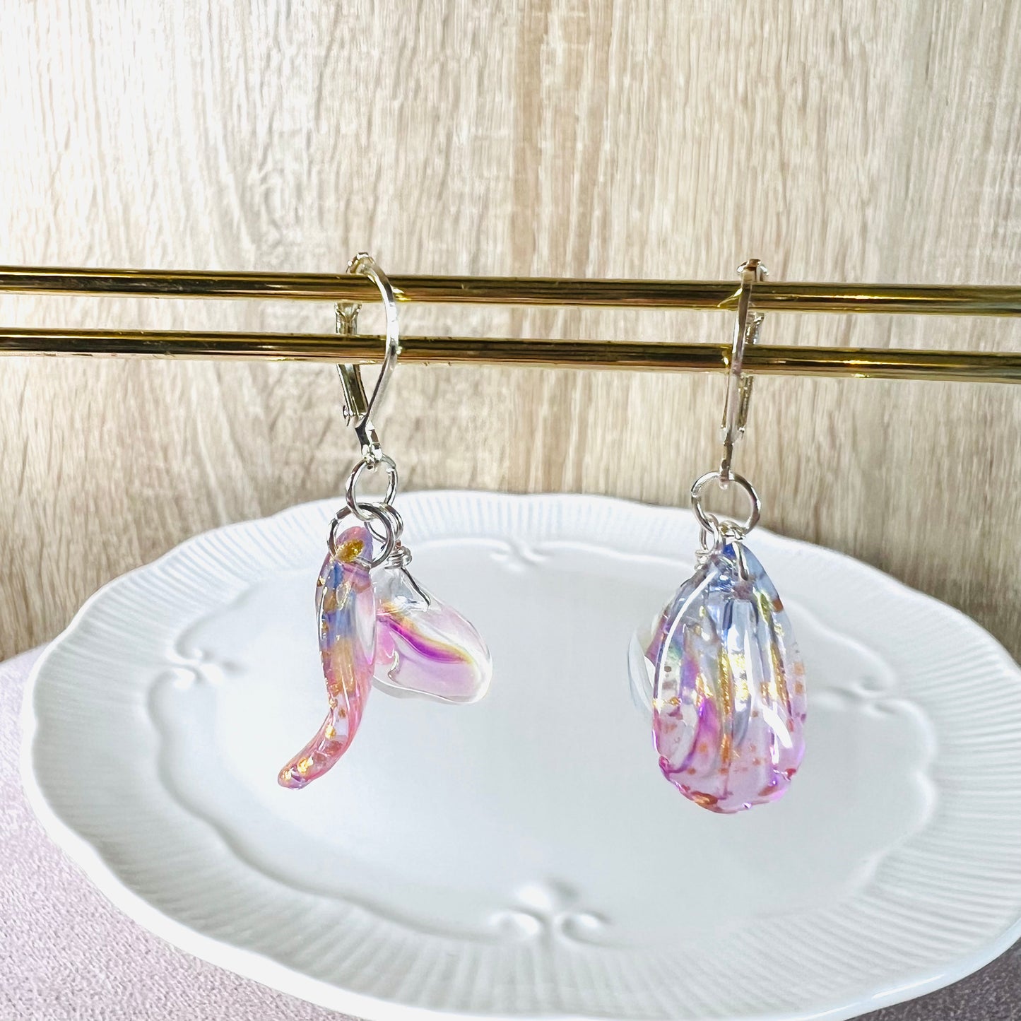 Colour glaze leaf earrings