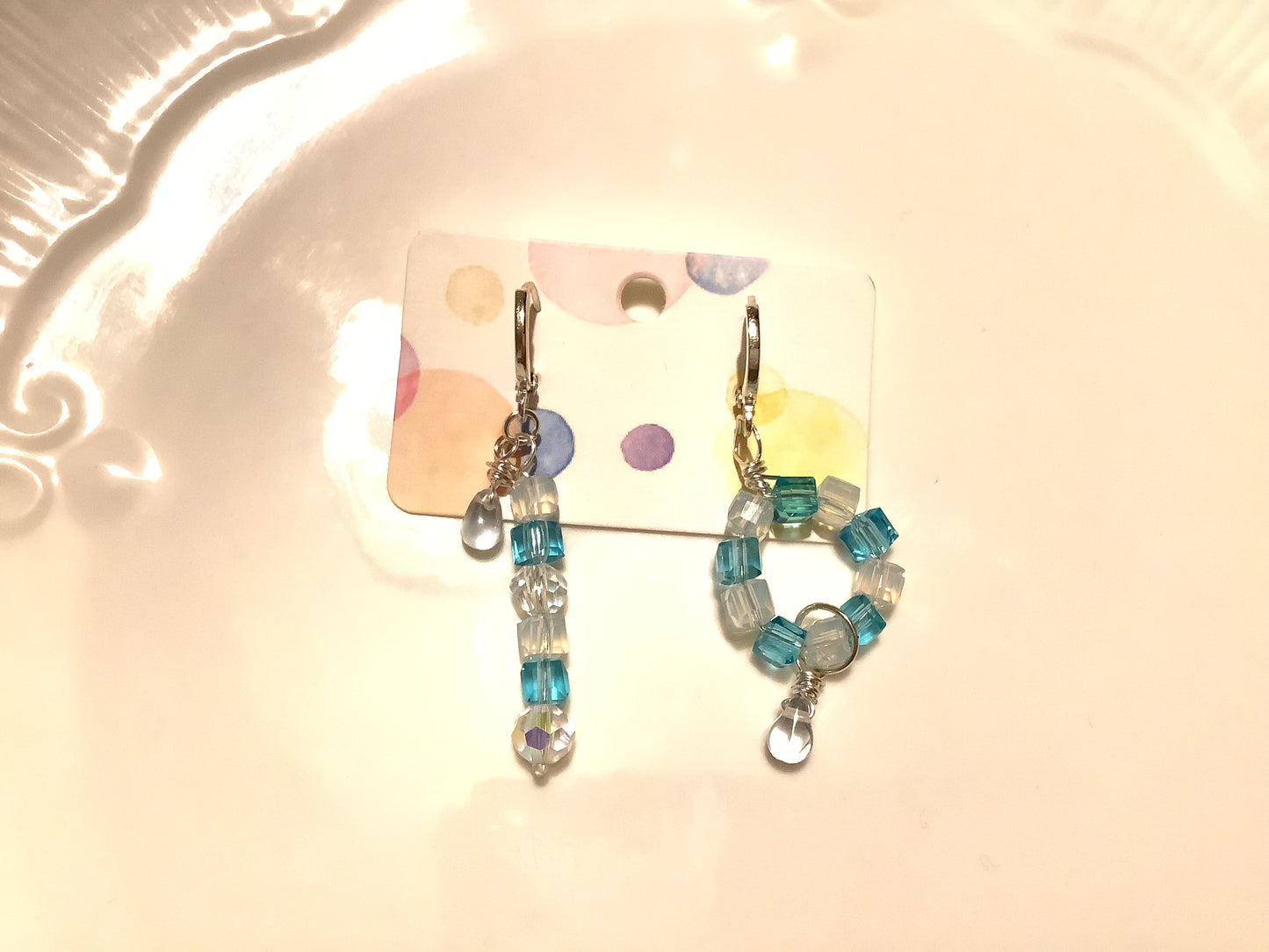 Blue ice and crystal earrings