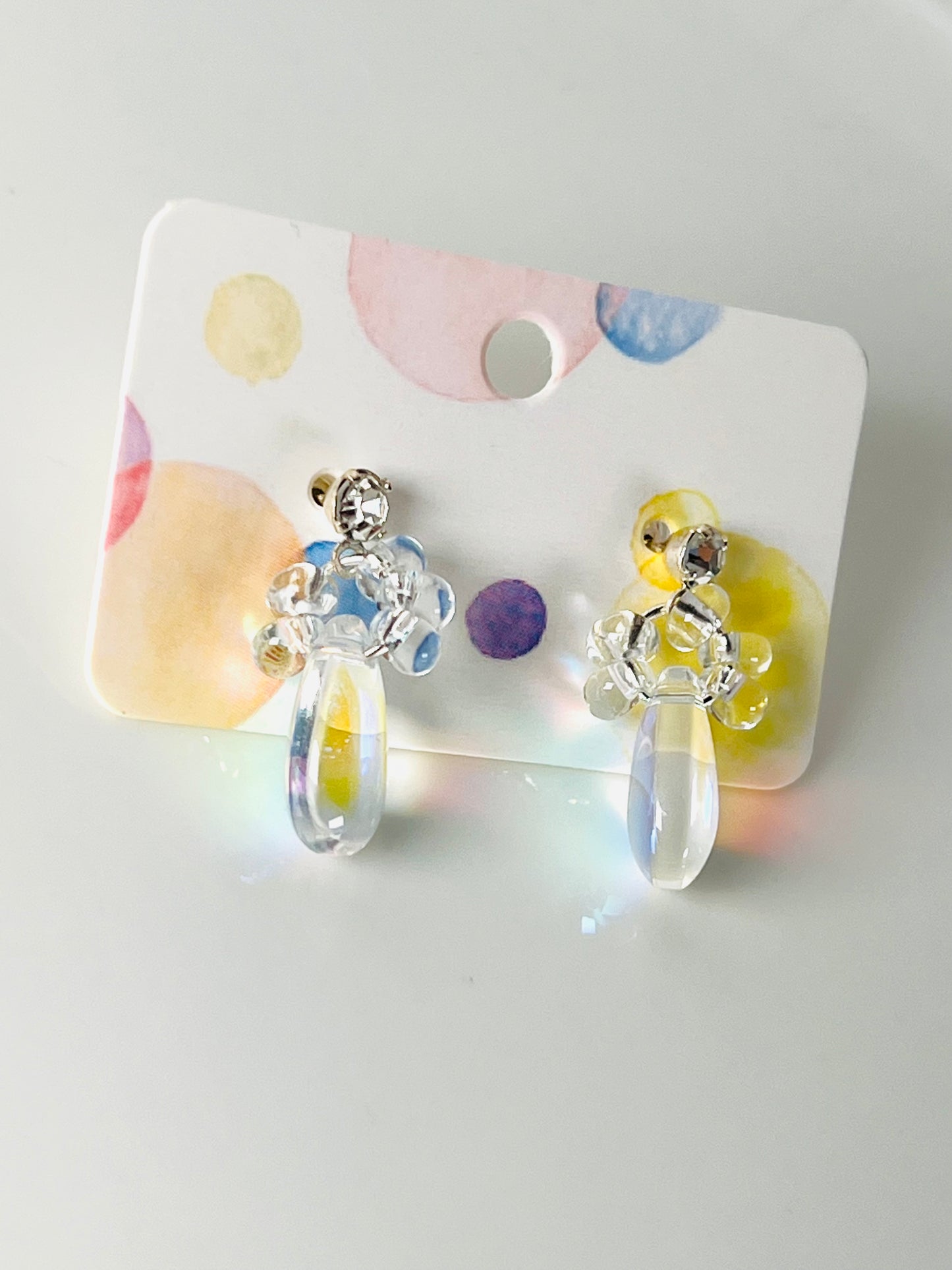 Colour glaze water droplets earrings