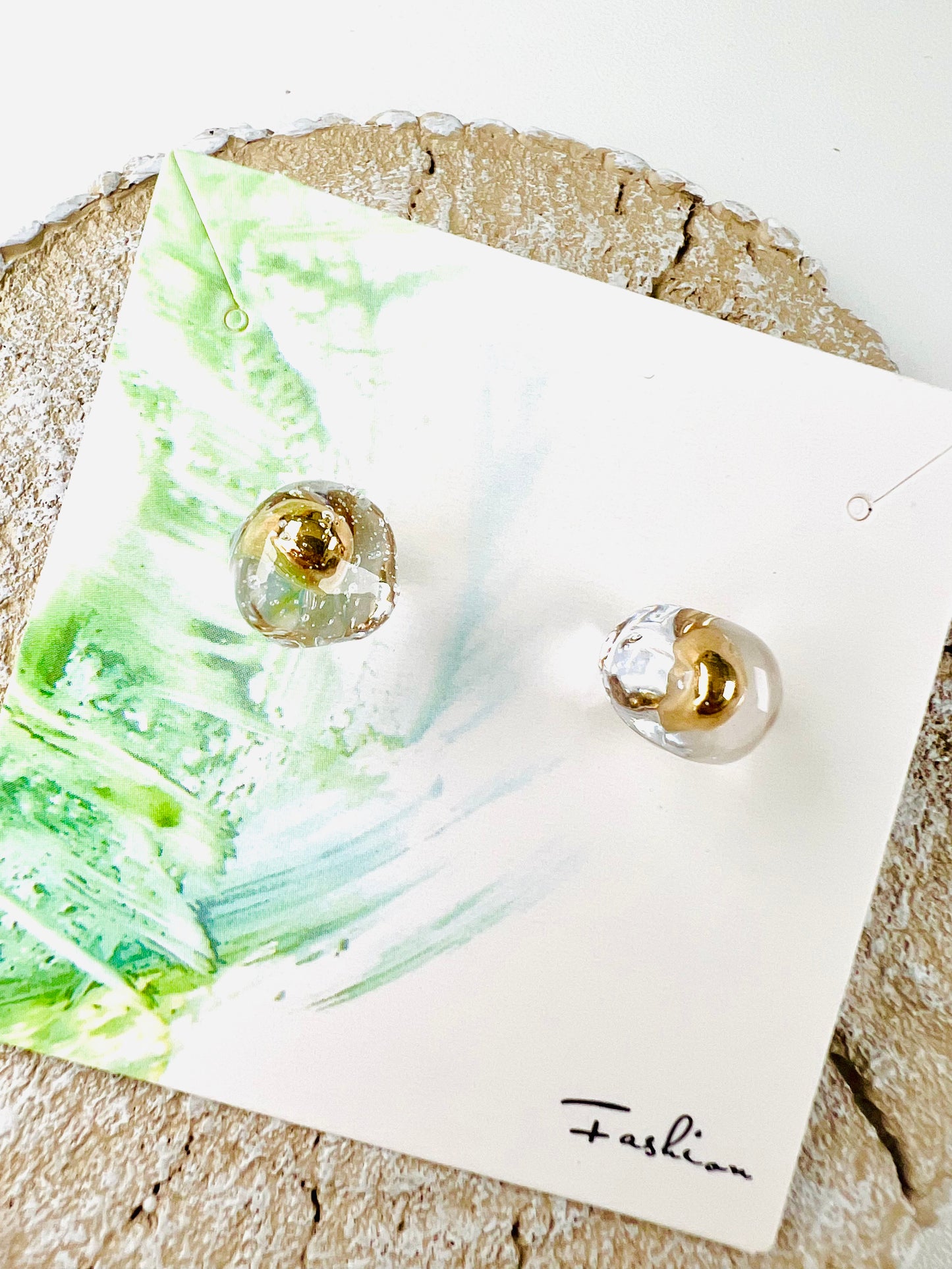 Be water-Golden / sliver ball in water earrings