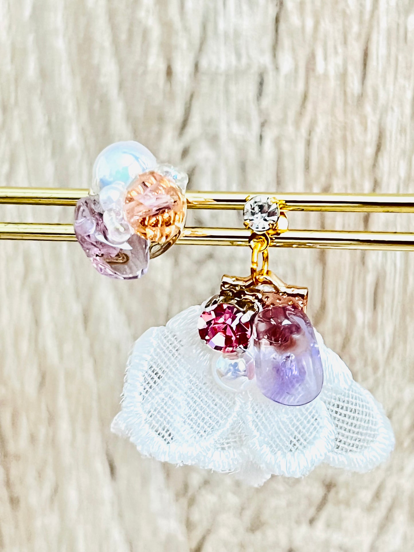 Lace and crystal earrings