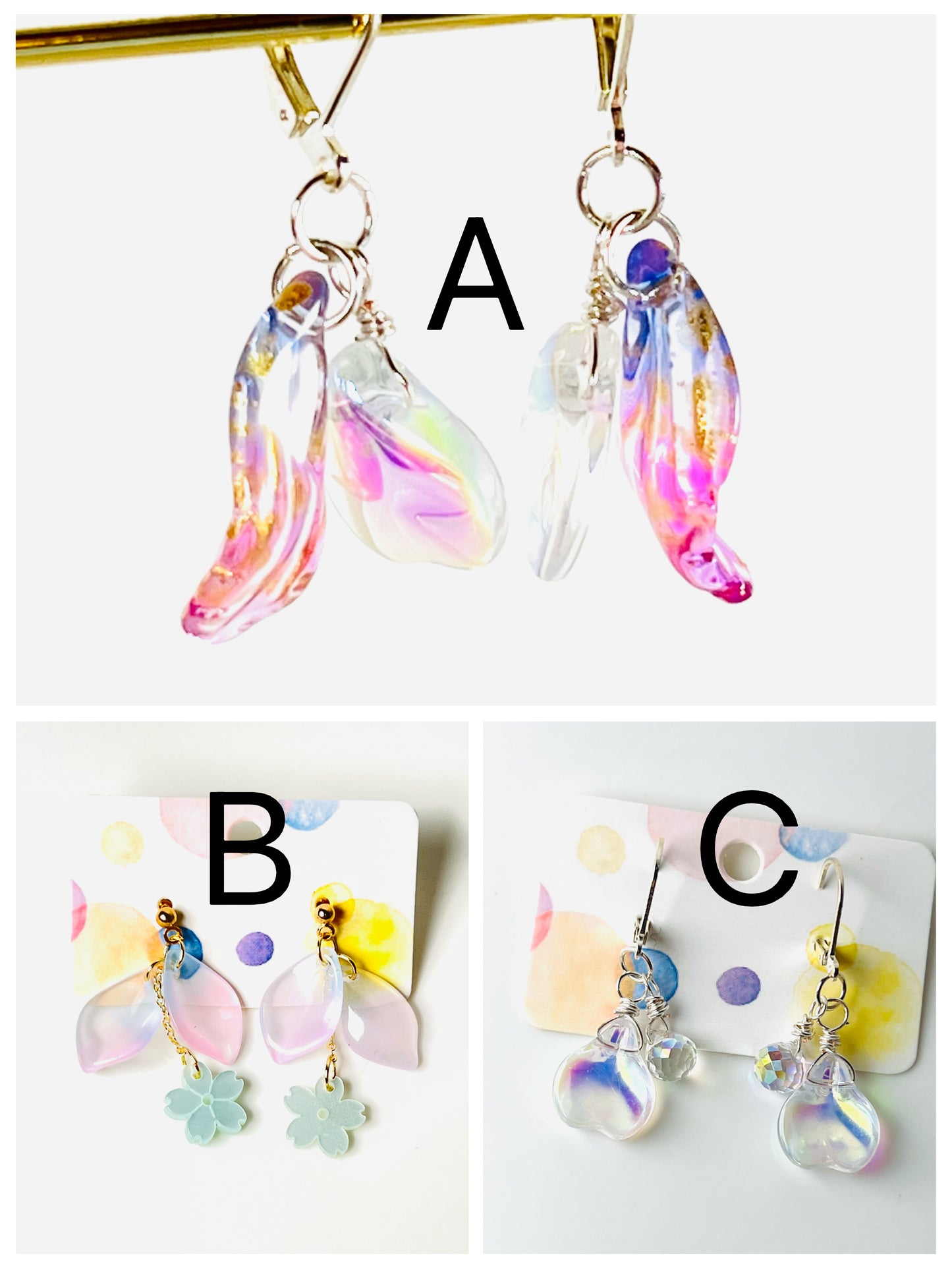 Colour glaze leaf earrings